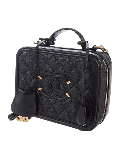 chanel vanity case medium strap length|Chanel filigree case.